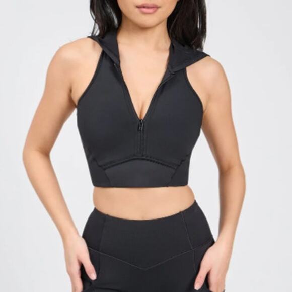 BuffBunny Collection Colorado Crop Hoodie Sports Bra Longline Cropped Vest Top - Picture 1 of 9